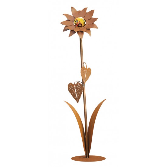 Kleine Glasblume - Sonnenblume - Höhe 112 cm - Gelbe Glaskugel