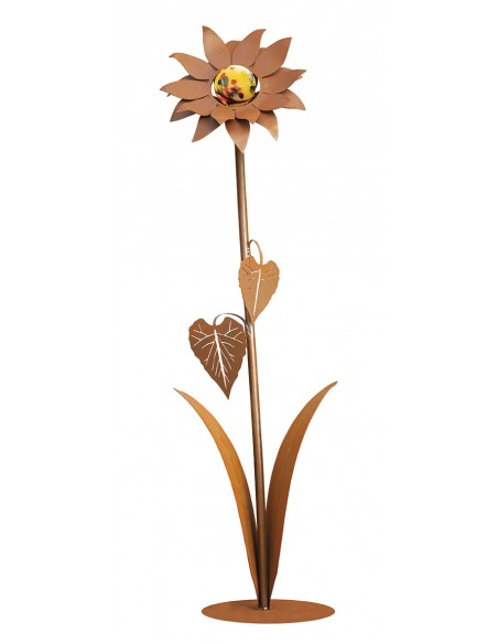Kleine Glasblume - Sonnenblume - Höhe 112 cm - Gelbe Glaskugel