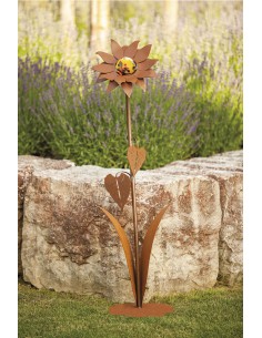 Kleine Glasblume - Sonnenblume - Höhe 112 cm - Gelbe Glaskugel 2