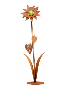 Kleine Glasblume - Sonnenblume - Höhe 112 cm - Hellgrüne Glaskugel