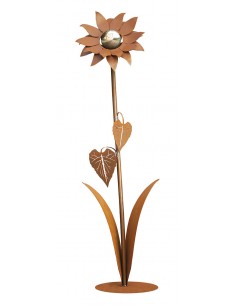 Kleine Glasblume - Sonnenblume - Höhe 112 cm - Edelstahlkugel