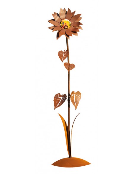 Mittlere Glasblume - Sonnenblume - Höhe 156 cm - Gelbe Glaskugel