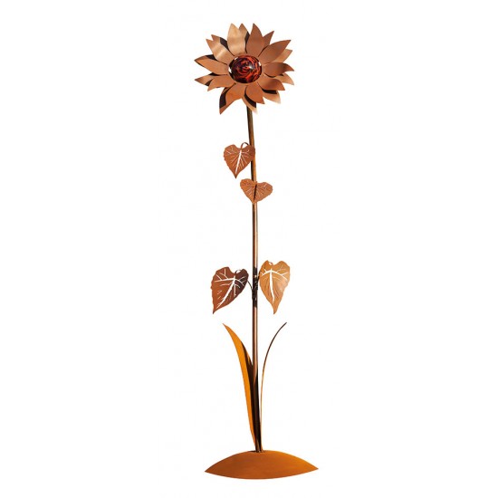 Mittlere Glasblume - Sonnenblume - Höhe 156 cm - Rote Glaskugel