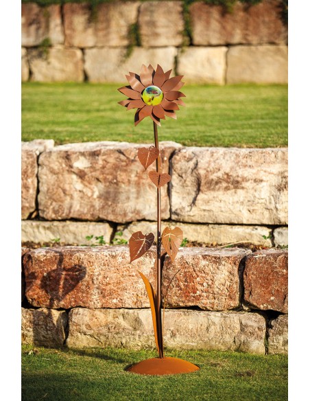 Mittlere Glasblume - Sonnenblume - Höhe 156 cm - Hellgrüne Glaskugel