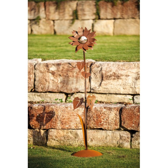 Mittlere Glasblume - Sonnenblume - Höhe 156 cm - Edelstahlkugel