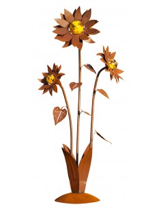 Große Glasblume - Sonnenblume - Höhe 165 cm - Gelbe Glaskugeln
