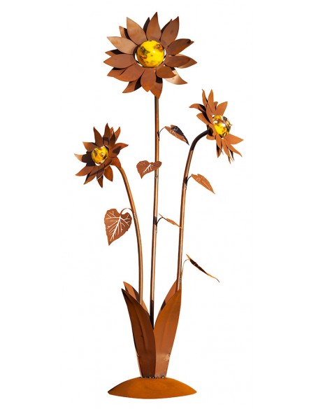 Große Glasblume - Sonnenblume - Höhe 165 cm - Gelbe Glaskugeln