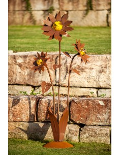 Große Glasblume - Sonnenblume - Höhe 165 cm - Gelbe Glaskugeln 2