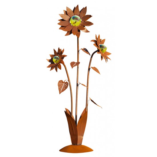 Große Glasblume - Sonnenblume - Höhe 165 cm - Hellgrüne Glaskugeln