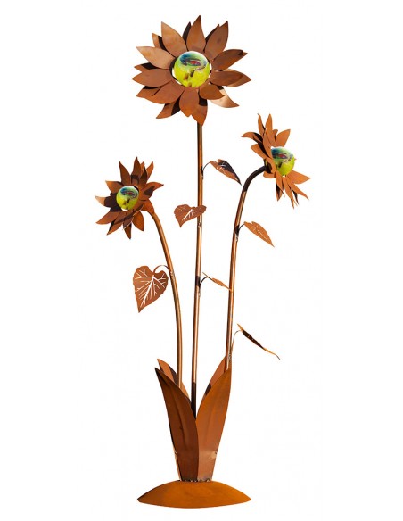 Große Glasblume - Sonnenblume - Höhe 165 cm - Hellgrüne Glaskugeln