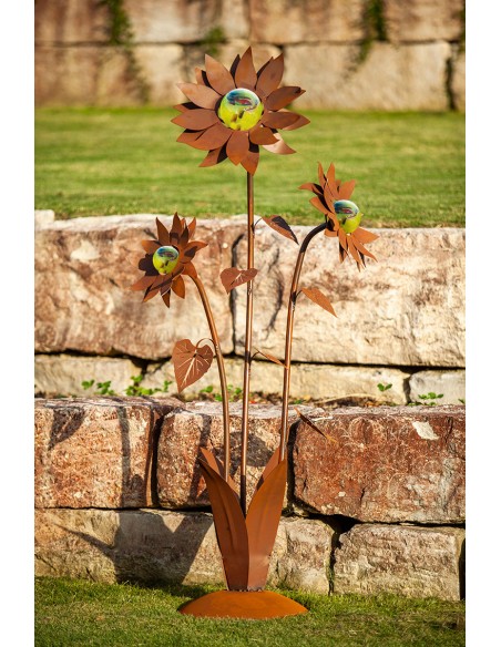 Große Glasblume - Sonnenblume - Höhe 165 cm - Hellgrüne Glaskugeln