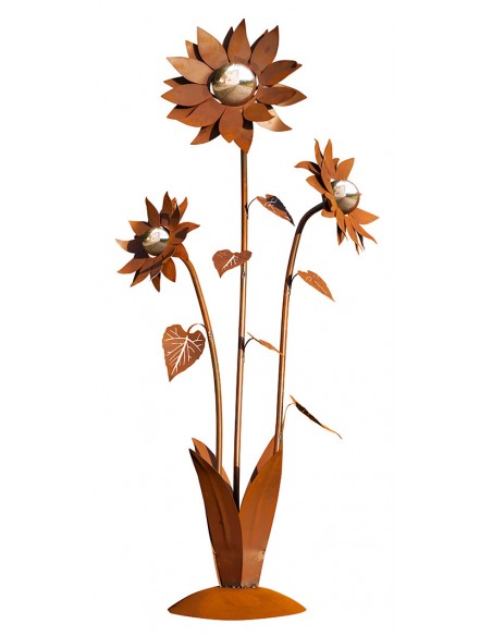 Große Glasblume - Sonnenblume - Höhe 165 cm - Edelstahlkugeln