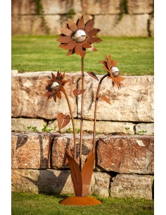 Große Glasblume - Sonnenblume - Höhe 165 cm - Edelstahlkugeln 2