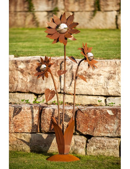 Große Glasblume - Sonnenblume - Höhe 165 cm - Edelstahlkugeln