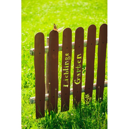 Gartenzaun - Metall Zaunlatte mit Schriftzug - Griass Di - Höhe 90 cm