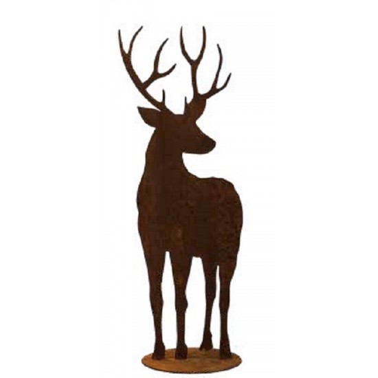 Hirsche, Wildtiere und Waldbewohner Hirsch zur Seite schauend - auf Platte - Höhe 98 cm Breite 37 cm Schöner Hirsch auf Platte z