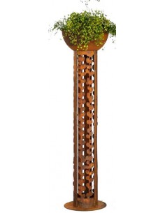 runde Rostsäulen Runde Säule oben offen - Mühlenbeckia - Höhe 128 cm - auf Standplatte Schöne runde Säule mit dem Muster der Müh 2