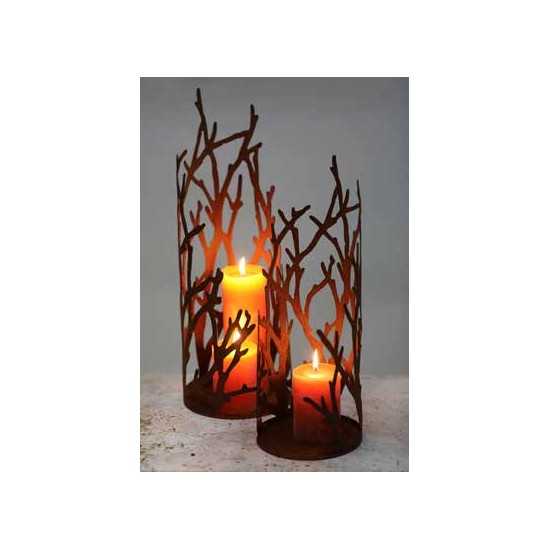 Kerzenhalter Ast Windlicht offen - auf runder Platte - Höhe 39 cm - klein Das Ast-Windlicht auf runder Platte, schöne Alternativ
