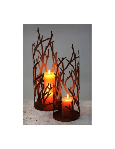 Kerzenhalter Ast Windlicht offen - auf runder Platte - Höhe 39 cm - klein Das Ast-Windlicht auf runder Platte, schöne Alternativ