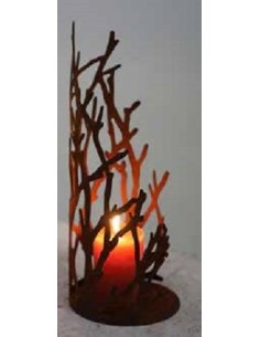 Kerzenhalter Ast Windlicht offen - auf runder Platte - Höhe 39 cm - klein Das Ast-Windlicht auf runder Platte, schöne Alternativ