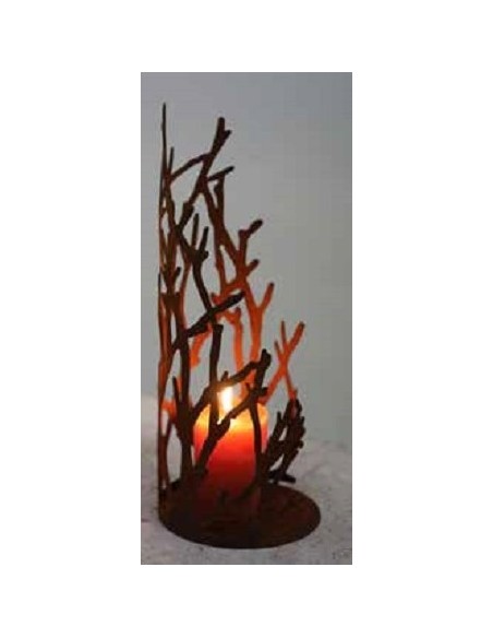 Kerzenhalter Ast Windlicht offen - auf runder Platte - Höhe 39 cm - klein Das Ast-Windlicht auf runder Platte, schöne Alternativ