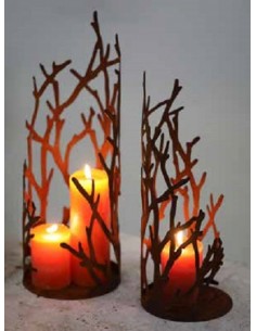 Kerzenhalter Ast Windlicht offen - auf runder Platte - Höhe 46 cm - groß Kerzenhalter auf einer Standplatte für Deine herbstlich 2