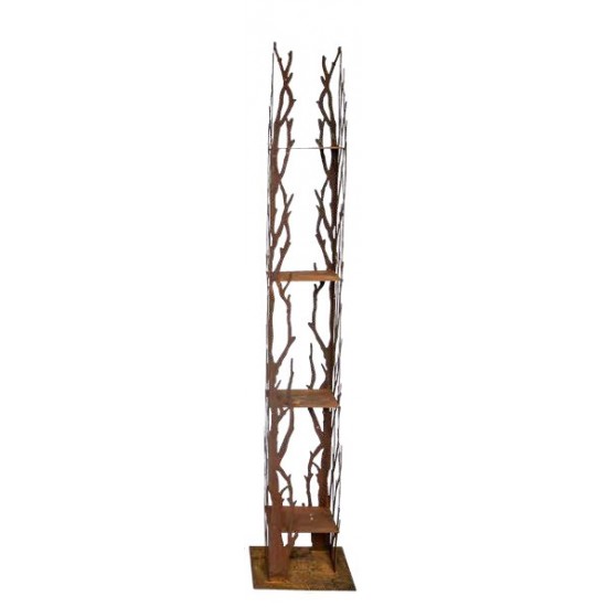 Skulpturen - Rostsäulen und Stelen Ast Säule - Rami - Höhe 170 cm - eckig auf Platte Dieses Regal mit 4 Zwischenböden bietet vie