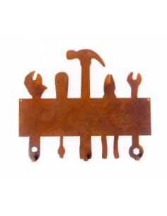 Deko zum Hängen Garderobe - Werkzeug - 35 cm lang - zum Beschriften - 3 Haken Die Garderobe als Blanko Schild zum Aufhängen.