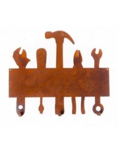 Deko zum Hängen Garderobe - Werkzeug - 35 cm lang - zum Beschriften - 3 Haken Die Garderobe als Blanko Schild zum Aufhängen.
 2