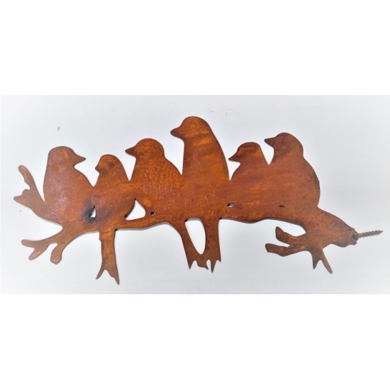 Vogel Deko Vögel auf Ast sitzend - 30 cm lang - 15 cm hoch - mit Schraube 6 Vögel auf Ast sitzend, mit einer Schraube an der Sei