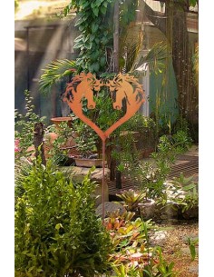 Pferde + Esel Gartenstecker Pferde Herz - 30 cm breit Prduktdetails:
Höhe 25 cm
Breite 30 cm
mit Stab 100 cm
 2