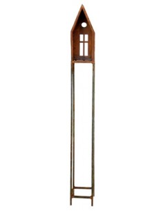 Vogelhäuser schmales Vogelhaus auf Vierkant Stele - mit Fenster - Höhe 144 cm - 15x15 cm Lichthaus schmales Vogelhaus auf 4Kant- 2