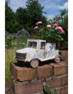 kreative Pflanzgefäße  Deko Truck zum Bepflanzen - Gerry - 36 cm lang - grau - Shabby Dieser Zink Truck im Shabby-Design bietet  2