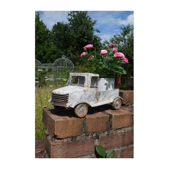 kreative Pflanzgefäße  Deko Truck zum Bepflanzen - Gerry - 36 cm lang - grau - Shabby Look Dieser Deko Truck für den Garten aus 