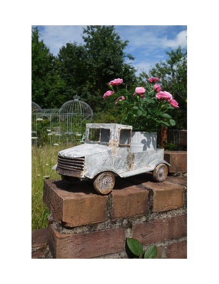 kreative Pflanzgefäße  Deko Truck zum Bepflanzen - Gerry - 36 cm lang - grau - Shabby Look Dieser Deko Truck für den Garten aus 