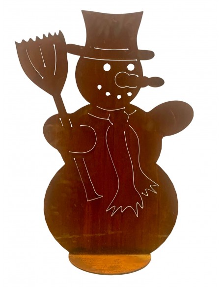 Weihnachtsdeko Schneemann auf Platte - Höhe 82 cm Schneemann auf einer Standplatte für Deine Winterliche Weihnachtsdeko Zuhause.