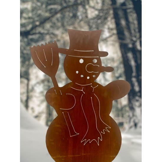 Weihnachtsdeko Schneemann auf Platte - Höhe 82 cm Schneemann auf einer Standplatte für Deine Winterliche Weihnachtsdeko Zuhause.