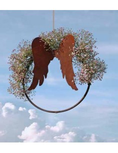 Engelfiguren kaufen und Engel Bastel-Ideen Metall Deko Flügel im Ring - nach unten - groß  40 cm Ø Diese Engelsflügel sind an de