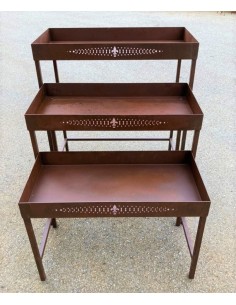 Tische, Stühle und Möbel Tisch mit Wanne aus Metall - Steps - 3er Set Die Tische aus Metall mit einem Muster auf der Vorderseite 2