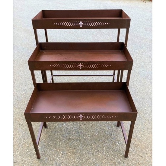 Tische, Stühle und Möbel Tisch mit Wanne aus Metall - Steps - 3er Set Die Tische aus Metall mit einem Muster auf der Vorderseite