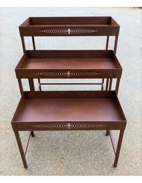 Tische, Stühle und Möbel Tisch mit Wanne aus Metall - Steps - 3er Set Die Tische aus Metall mit einem Muster auf der Vorderseite