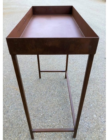 Tische, Stühle und Möbel Tisch mit Wanne aus Metall - Steps - 3er Set Die Tische aus Metall mit einem Muster auf der Vorderseite