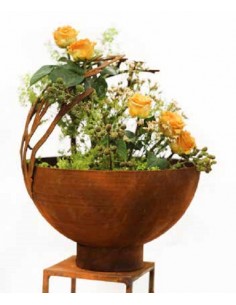 Pflanzgefäße + Schalen + Kronen Halbkugel-Schale mit überhängenden Ästen - auf Ring - Ø 40 cm Halbkugel-Schale auf einem angesch 2