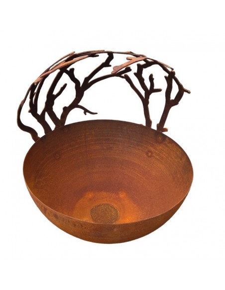 Pflanzgefäße + Schalen + Kronen Halbkugel-Schale mit überhängenden Ästen - auf Ring - Ø 40 cm Halbkugel-Schale auf einem angesch