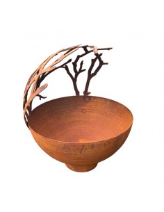 Pflanzgefäße + Schalen + Kronen Halbkugel-Schale mit überhängenden Ästen - auf Ring - Ø 40 cm Halbkugel-Schale auf einem angesch