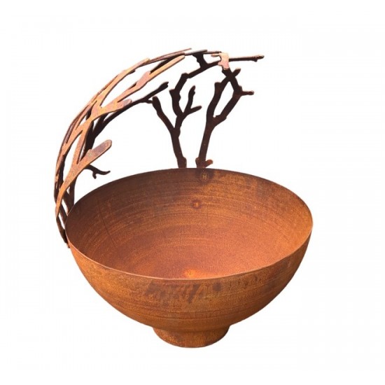 Pflanzgefäße + Schalen + Kronen Halbkugel-Schale mit überhängenden Ästen - auf Ring - Ø 40 cm Halbkugel-Schale auf einem angesch