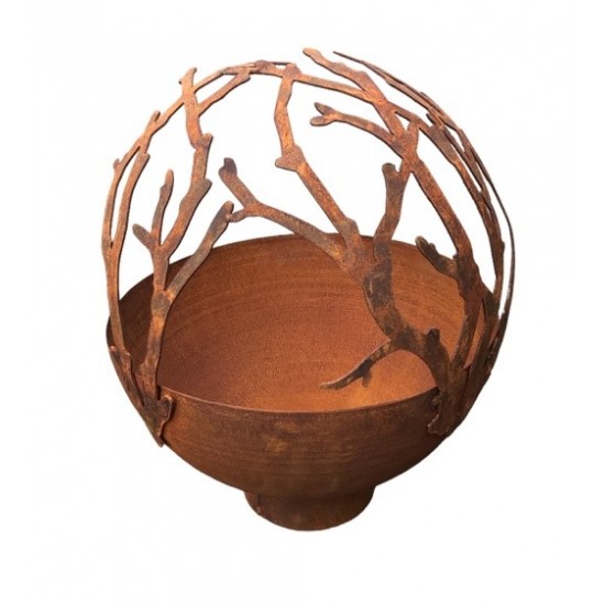 Pflanzgefäße + Schalen + Kronen Halbkugel-Schale mit überhängenden Ästen - auf Ring - Ø 40 cm Halbkugel-Schale auf einem angesch