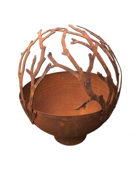 Pflanzgefäße + Schalen + Kronen Halbkugel-Schale mit überhängenden Ästen - auf Ring - Ø 40 cm Halbkugel-Schale auf einem angesch