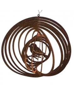 Deko zum Hängen Windspiel Spirale mit Spatz D: 18 cm Edelrost-Windspiel 
schönes Windspiel aus Edelrost mit Motiv Vogel / Spa 2