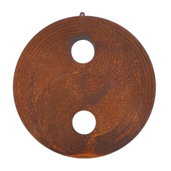 Gartendeko Rost Windspiel - Yin Yang - zum Aufdrehen - Ø18 cm - als Windspiel Schönes Windspiel mit dem Symbol -  Yin Yang - zum